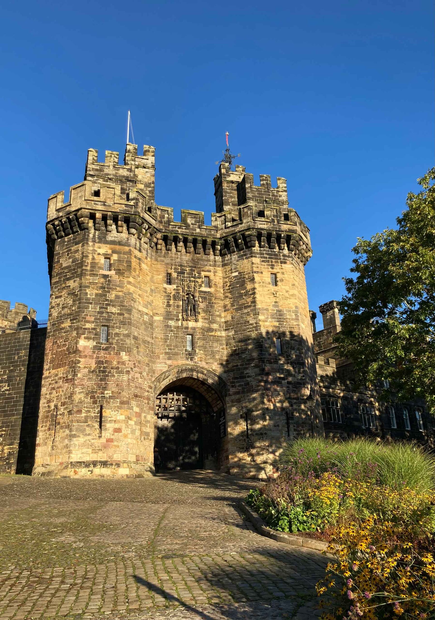 Lancaster-Castle-exterior-autumn-sunny-day